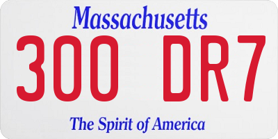MA license plate 300DR7