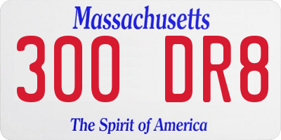 MA license plate 300DR8