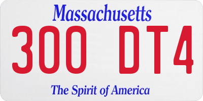 MA license plate 300DT4