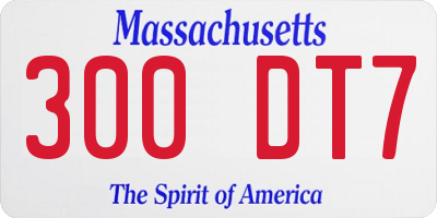 MA license plate 300DT7