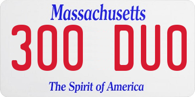 MA license plate 300DU0