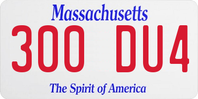 MA license plate 300DU4