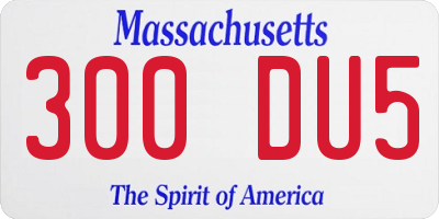 MA license plate 300DU5