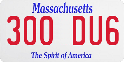 MA license plate 300DU6