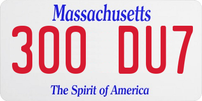 MA license plate 300DU7