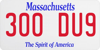 MA license plate 300DU9