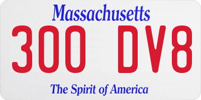 MA license plate 300DV8