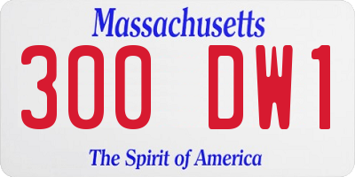 MA license plate 300DW1