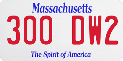 MA license plate 300DW2
