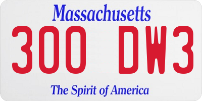 MA license plate 300DW3