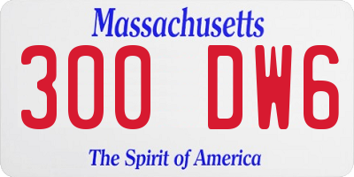 MA license plate 300DW6