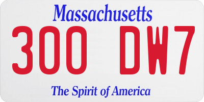 MA license plate 300DW7