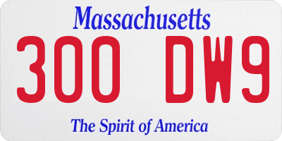 MA license plate 300DW9