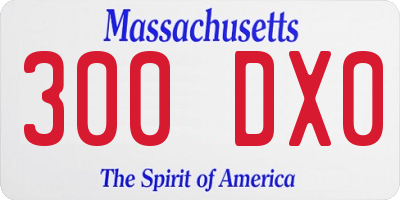 MA license plate 300DX0