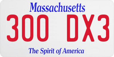 MA license plate 300DX3