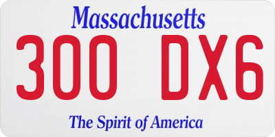 MA license plate 300DX6