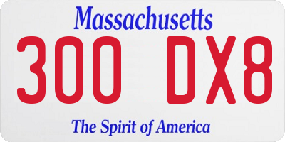 MA license plate 300DX8