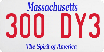 MA license plate 300DY3