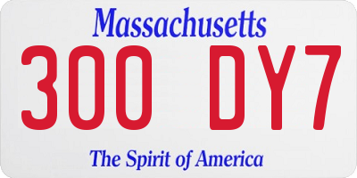 MA license plate 300DY7