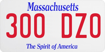 MA license plate 300DZ0