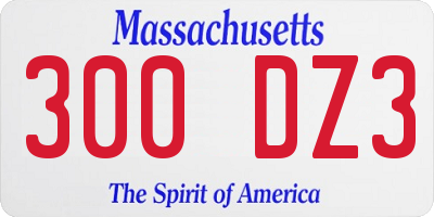 MA license plate 300DZ3