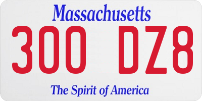 MA license plate 300DZ8