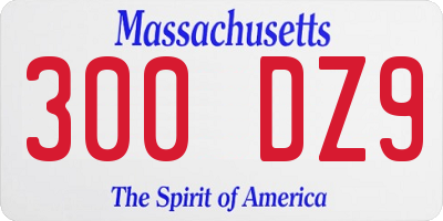 MA license plate 300DZ9