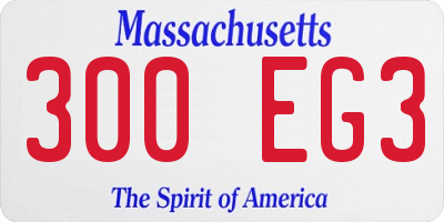 MA license plate 300EG3