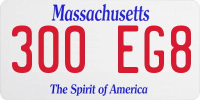MA license plate 300EG8