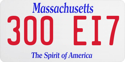 MA license plate 300EI7
