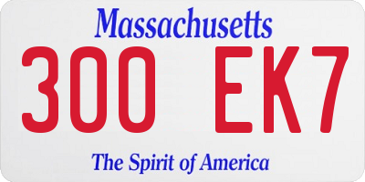 MA license plate 300EK7