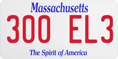 MA license plate 300EL3