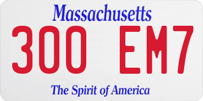 MA license plate 300EM7