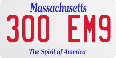 MA license plate 300EM9