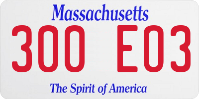 MA license plate 300EO3