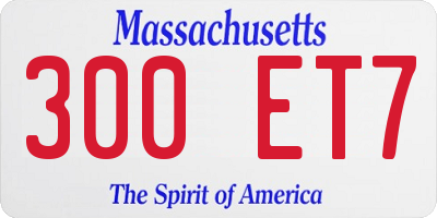 MA license plate 300ET7