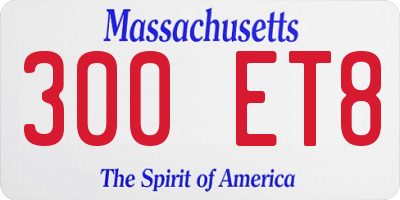 MA license plate 300ET8