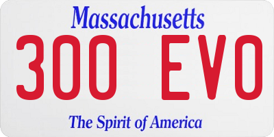 MA license plate 300EV0