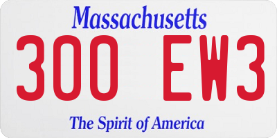 MA license plate 300EW3