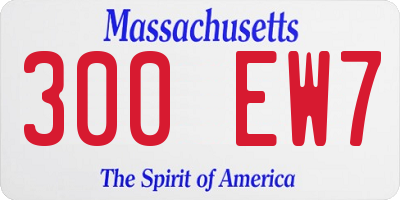 MA license plate 300EW7