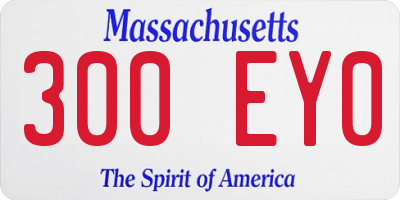 MA license plate 300EY0