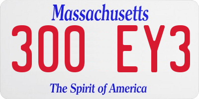 MA license plate 300EY3