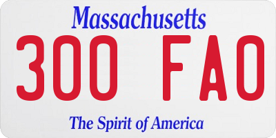 MA license plate 300FA0