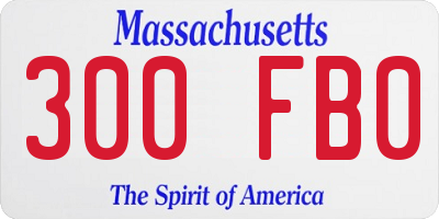 MA license plate 300FB0
