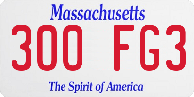 MA license plate 300FG3