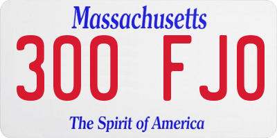 MA license plate 300FJ0