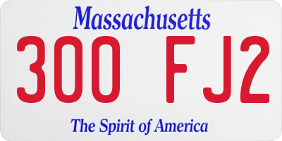 MA license plate 300FJ2