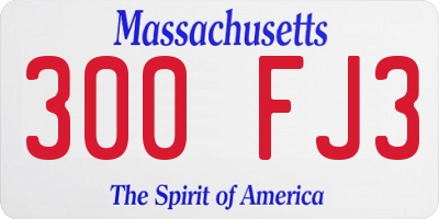 MA license plate 300FJ3