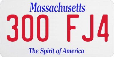 MA license plate 300FJ4