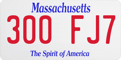 MA license plate 300FJ7